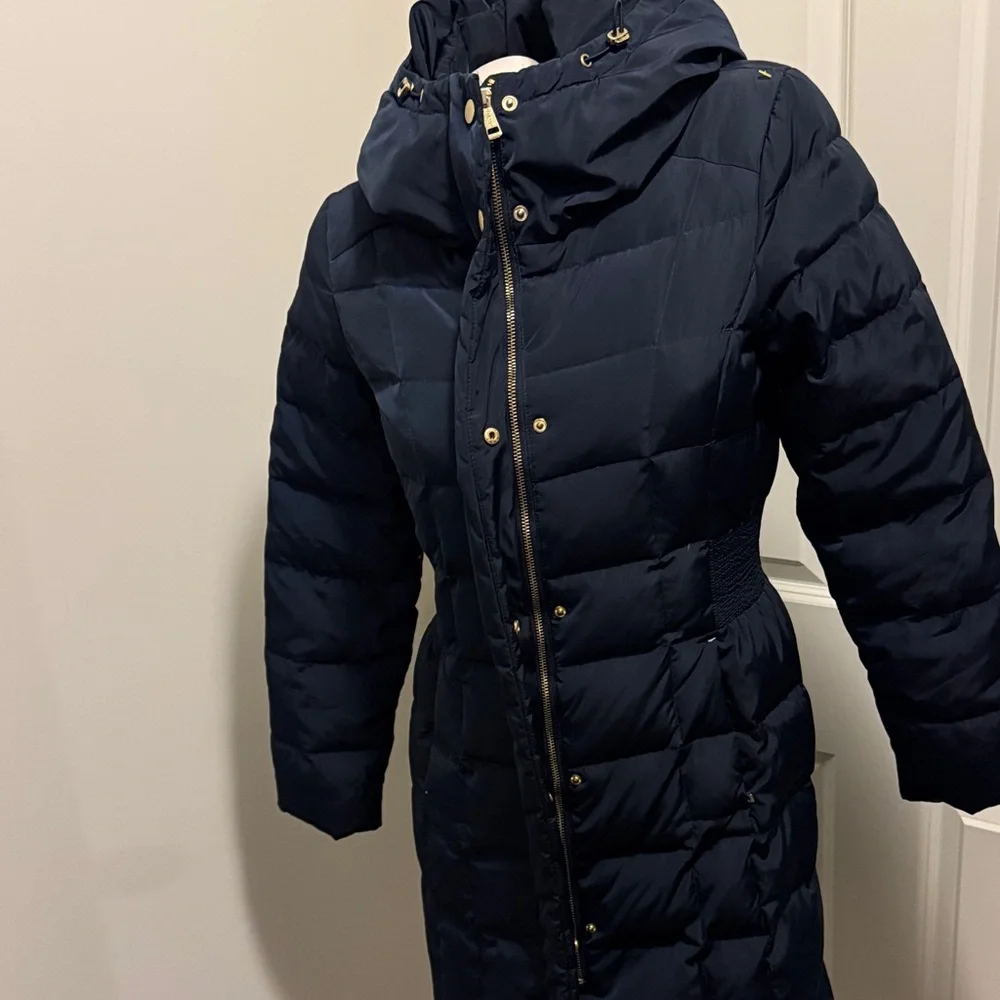 Cole Haan Dark Blue Hooded Down Puffer Jacket - Picture 11 of 15